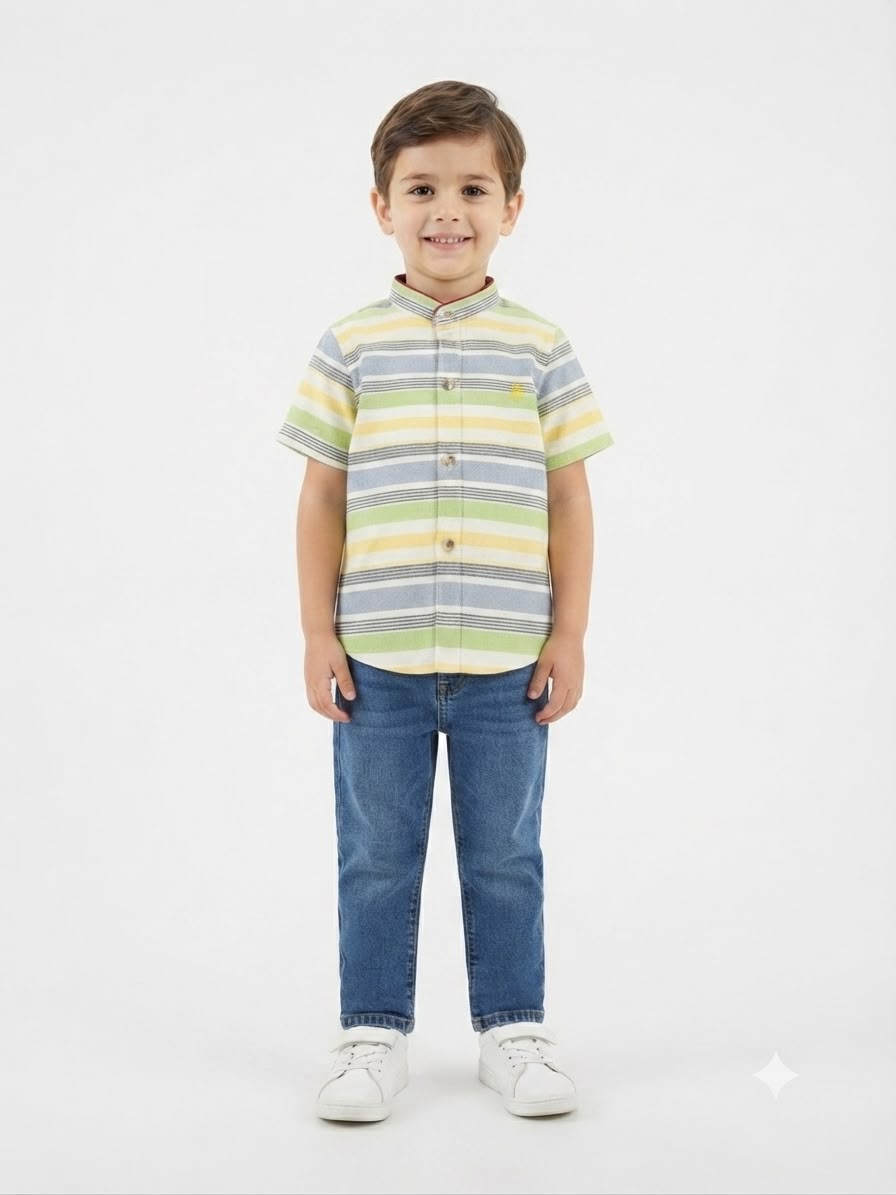 Camisa niño manga corta de rayas