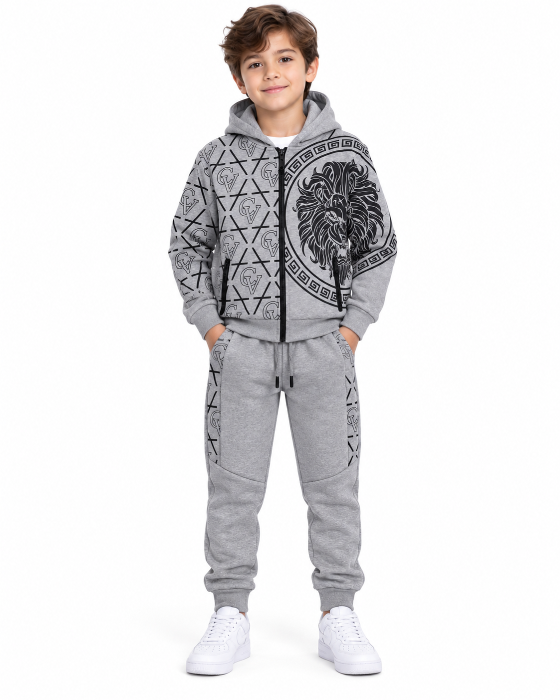 Set niño deportivo gris estampado León