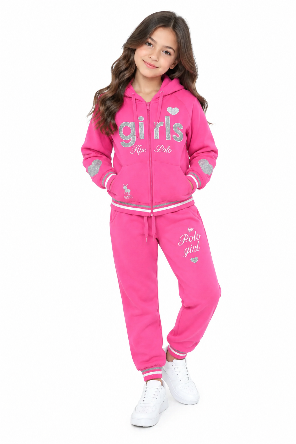 Set niña rosa con sudadera y pantalón girls