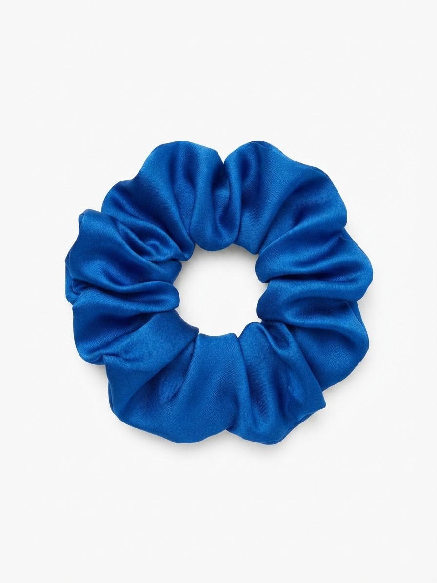 Liga cabello accesorio satinada azul rey