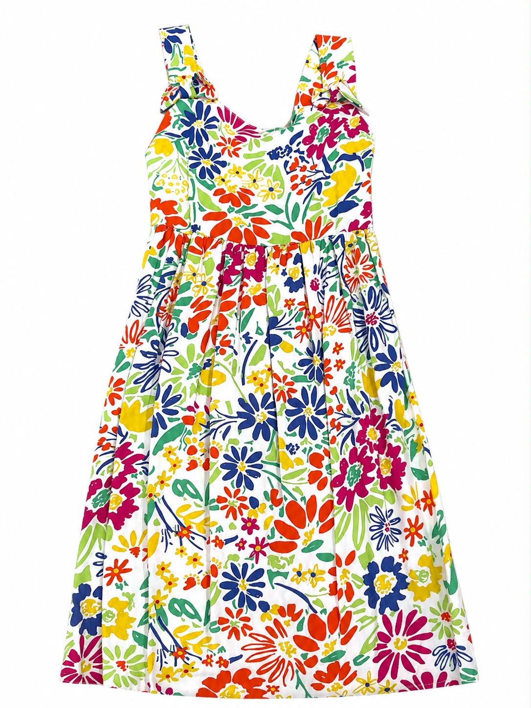 Vestido niña blanco con estampado floral multicolor