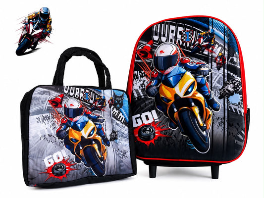 Set Mochila con Lonchera motocicleta de carreras