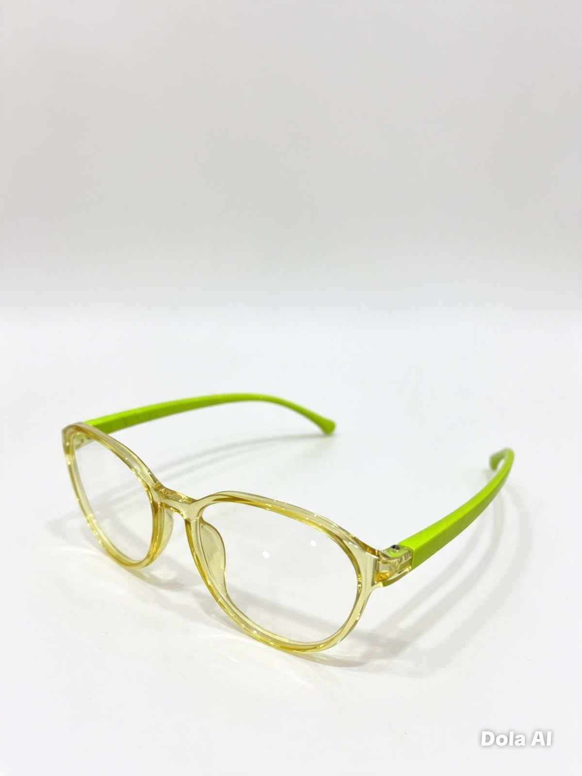 Lentes niña transparentes con varillas verde neón