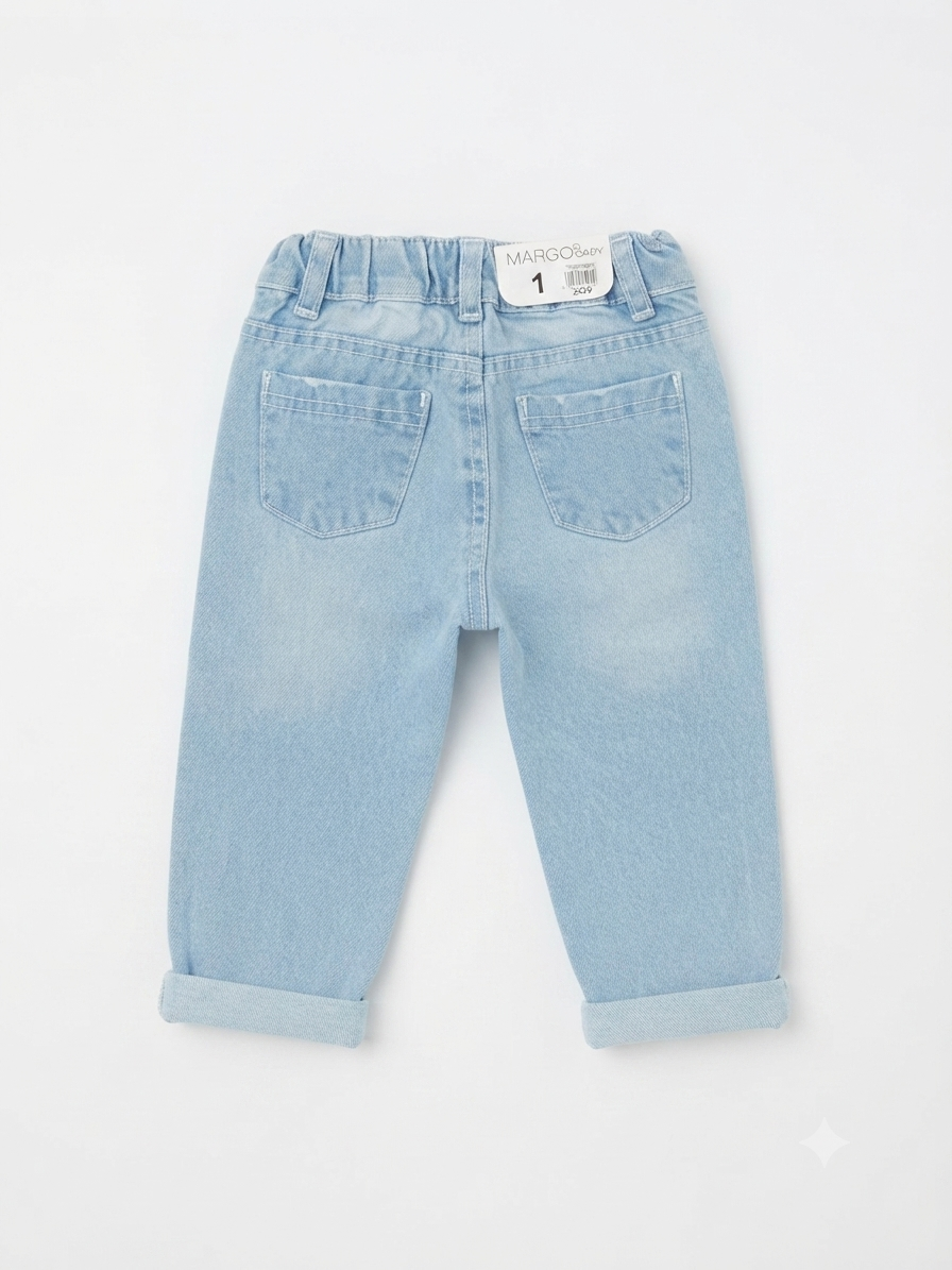 Pantalón niña de mezclilla con flores bordadas