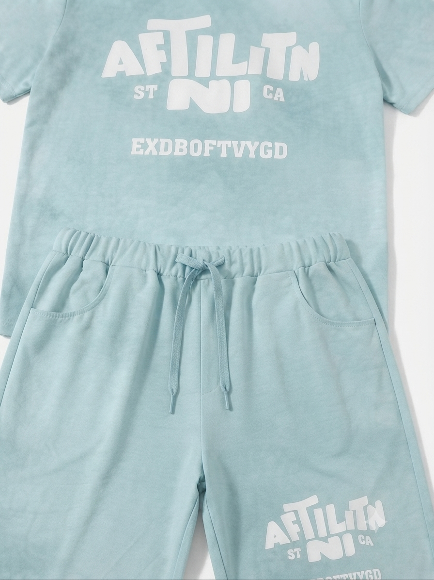 Set niño deportivo playera y short color azul cielo