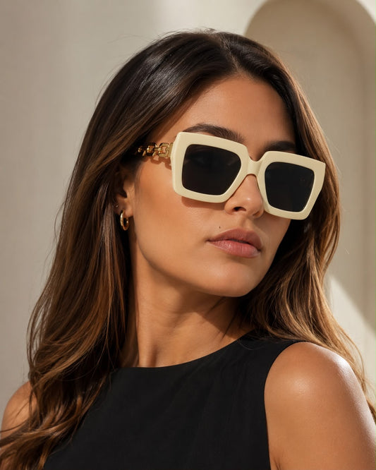 Lentes Dama cuadrados color marfil