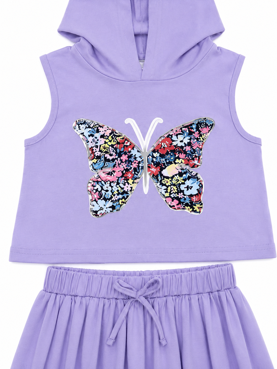 Set niña con capucha y mariposa decorativa