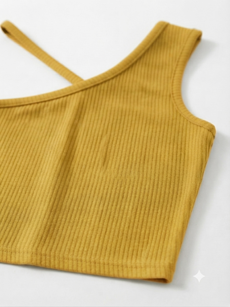 Blusa niña mostaza de un hombro