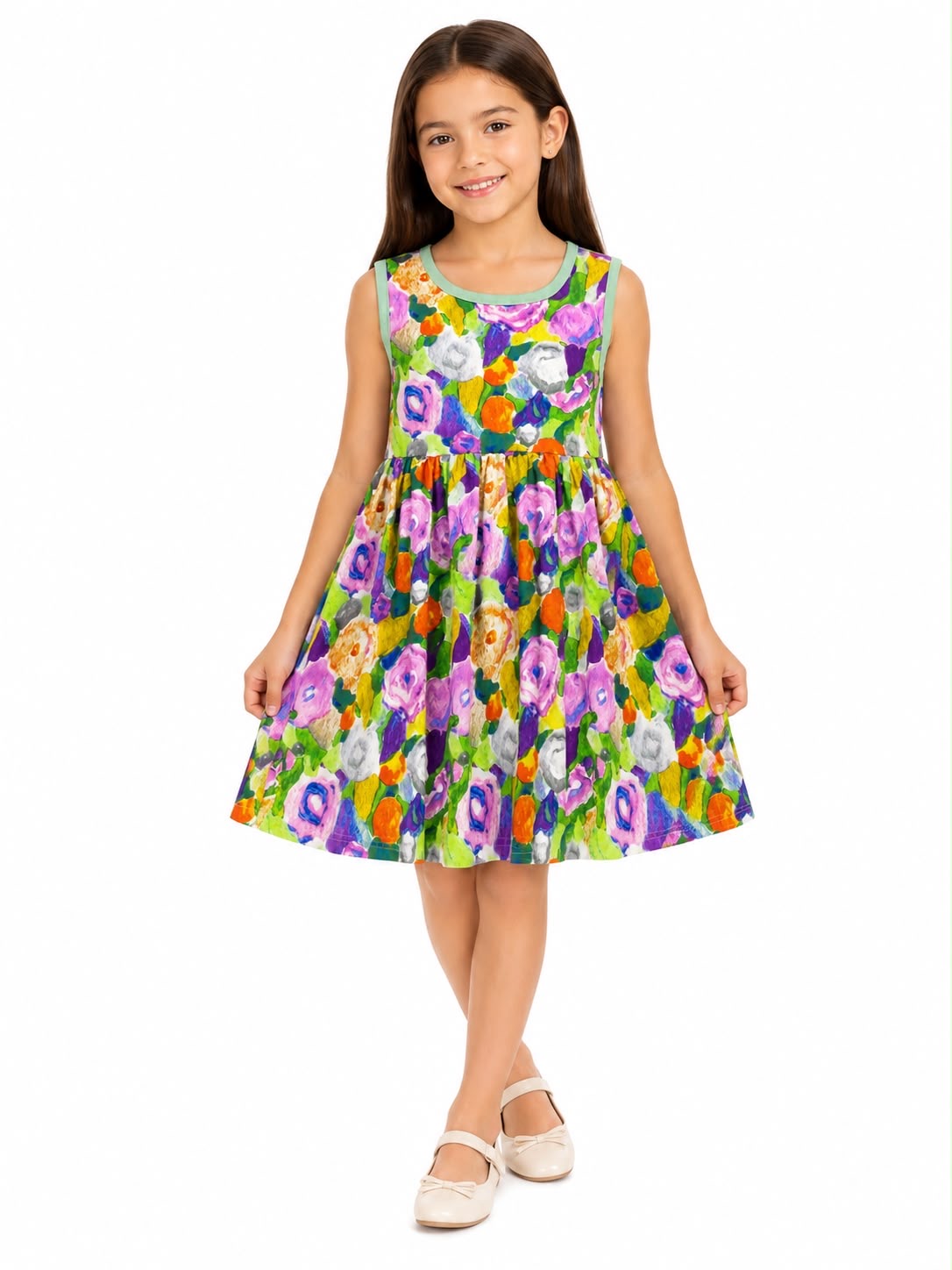 Vestido niña estampado floral multicolor