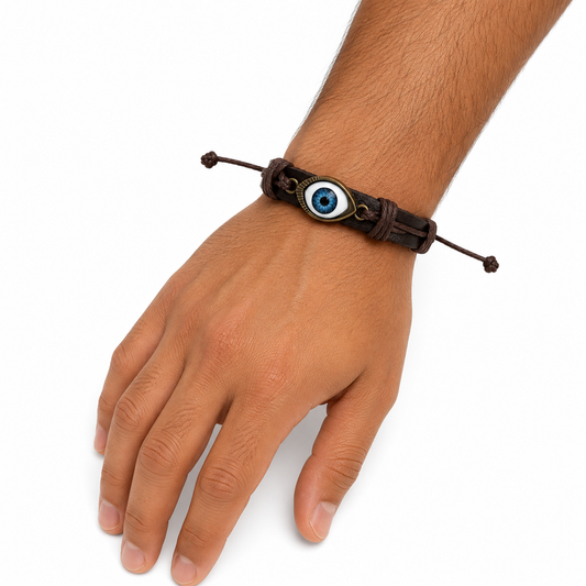 Pulsera caballero ajustable con ojo protector 🧿🤎