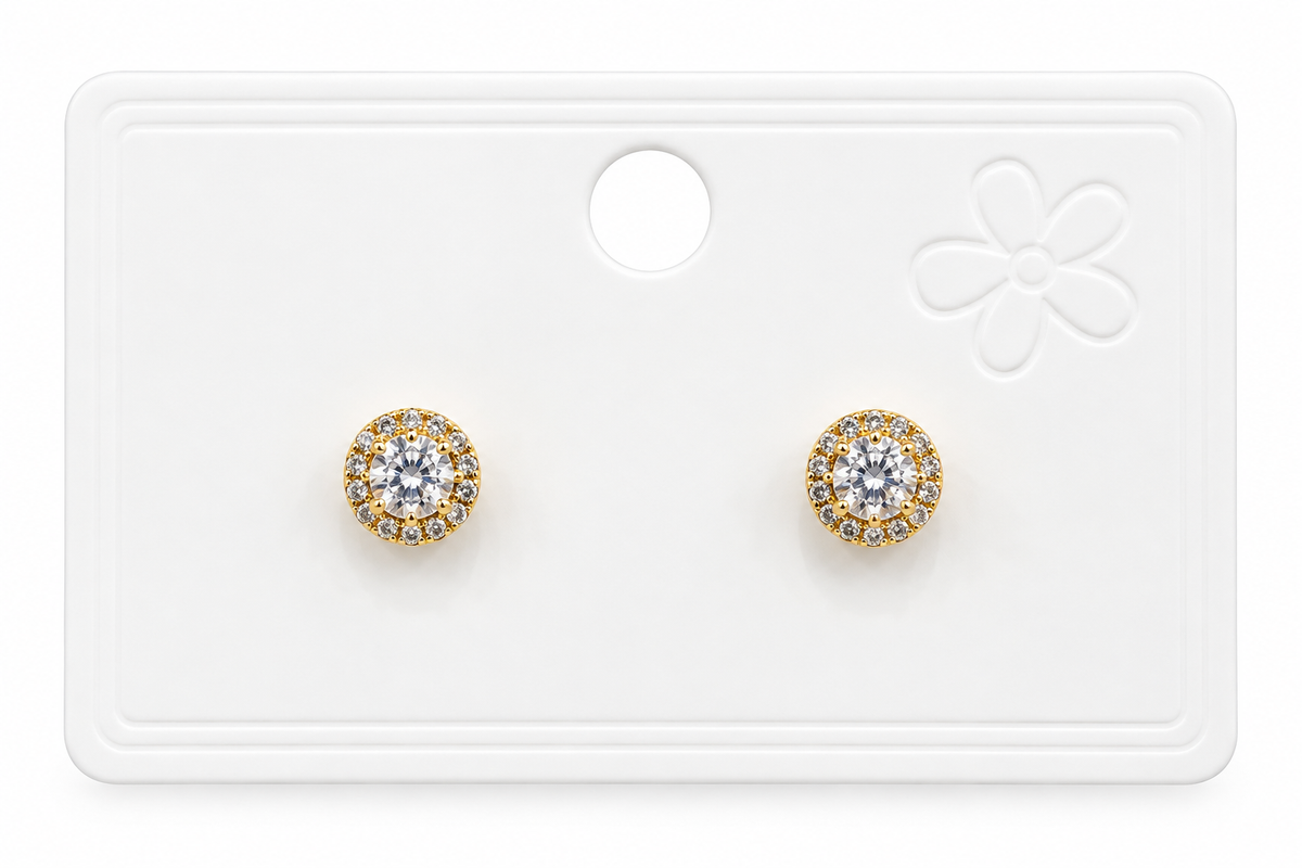 Aretes dama halo brillante dorado ✨