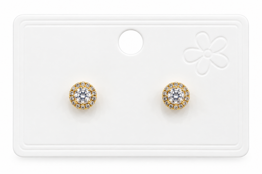 Aretes dama halo brillante dorado ✨