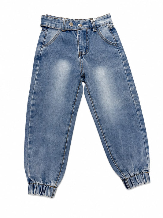 Pantalón niña mezclilla jogger cintura alta