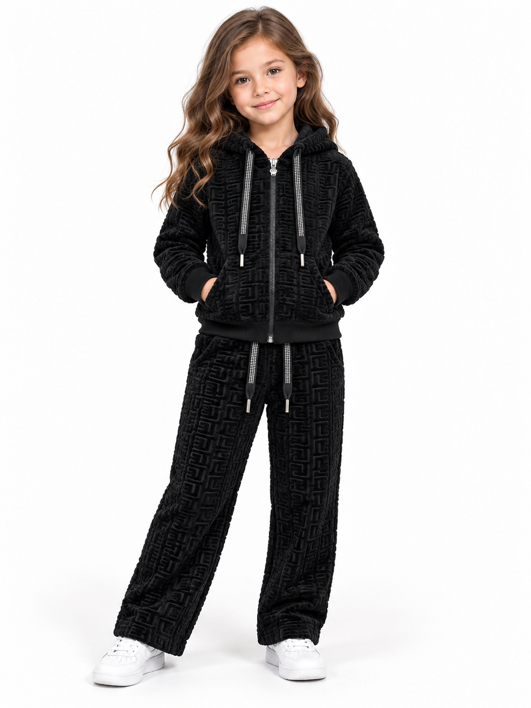 Set niña textura en relieve-negro🖤