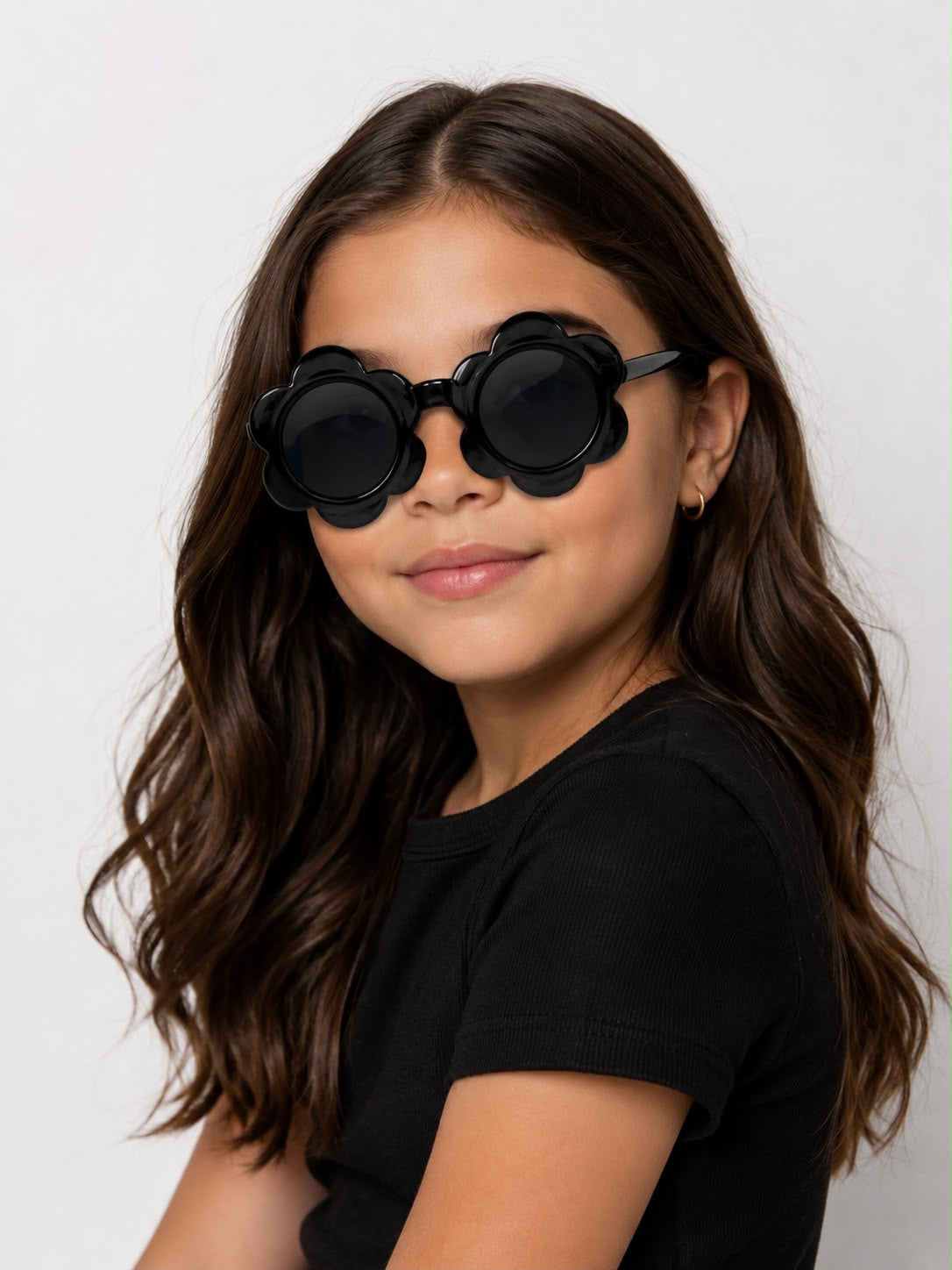 Lentes Niña diseño flor negro