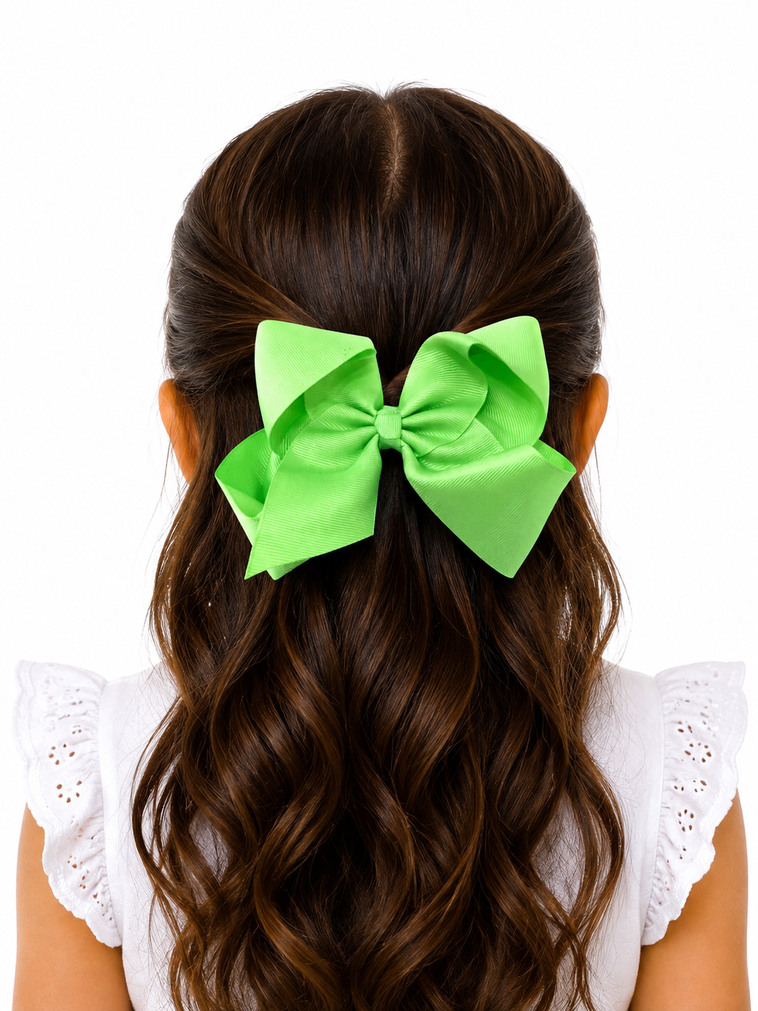 Moño para niña grande verde limón clásico 🎀