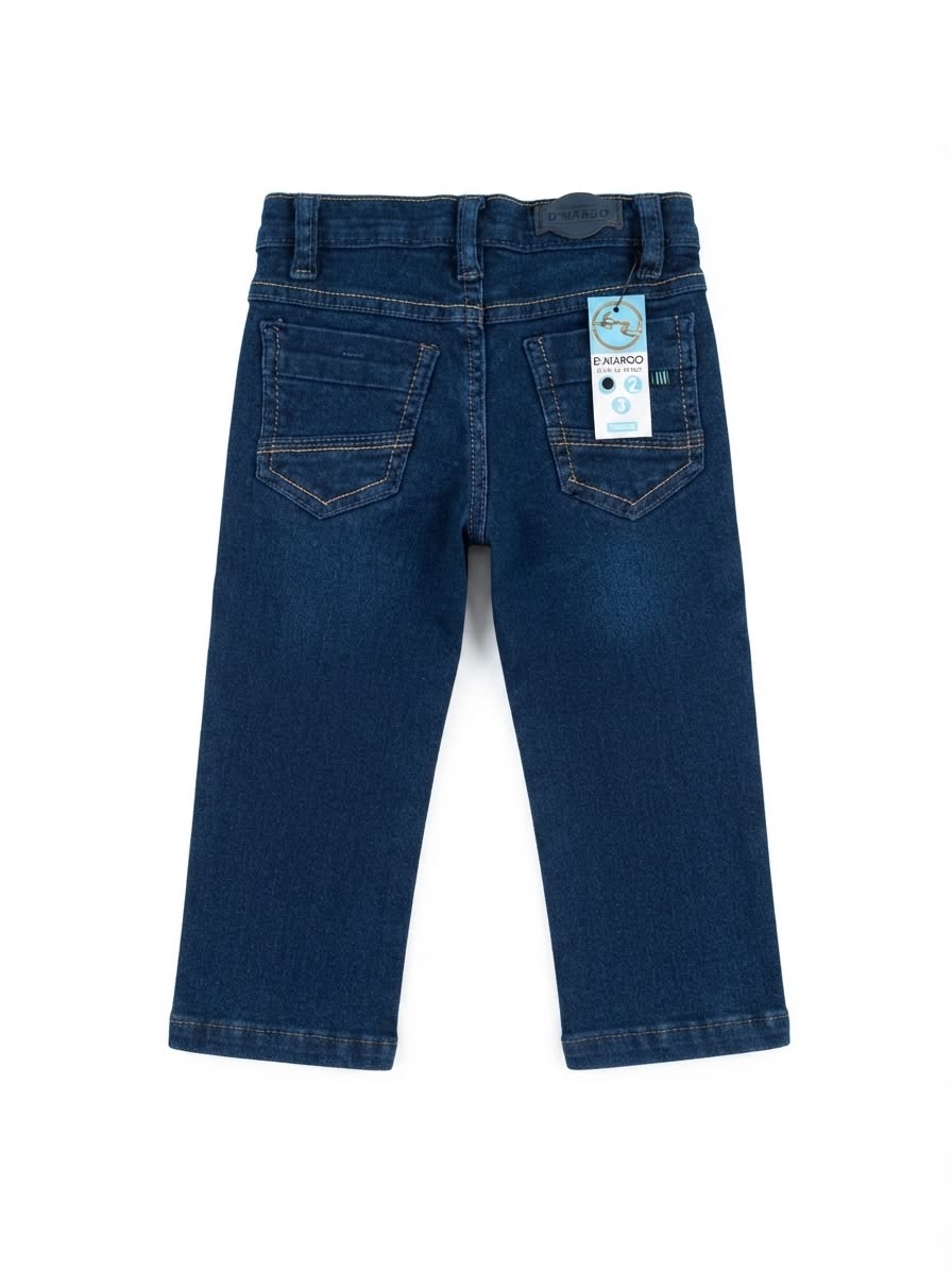 Pantalón niño mezclilla azul oscuro de corte recto