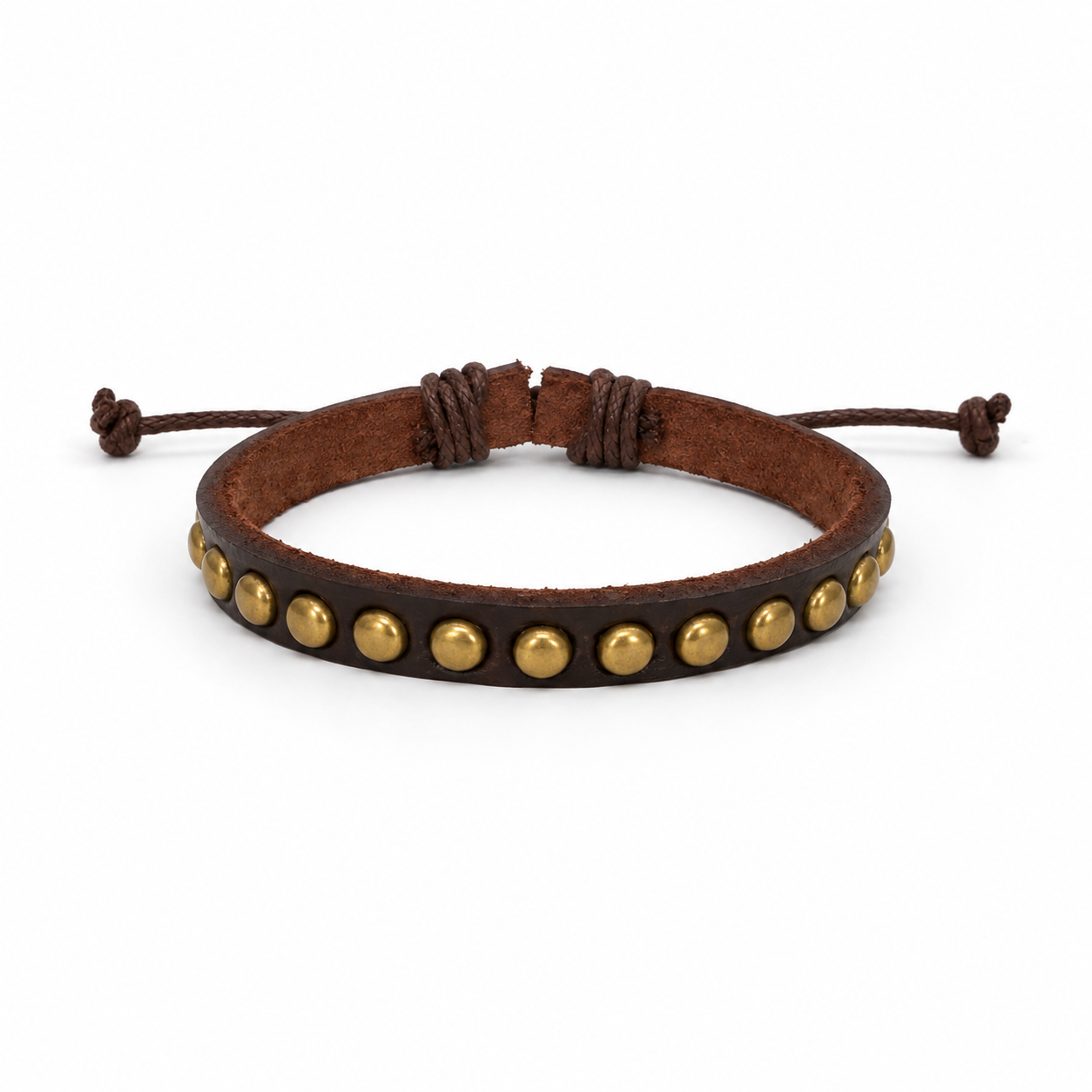 Pulsera caballero ajustable con detalles metálicos 🤎✨