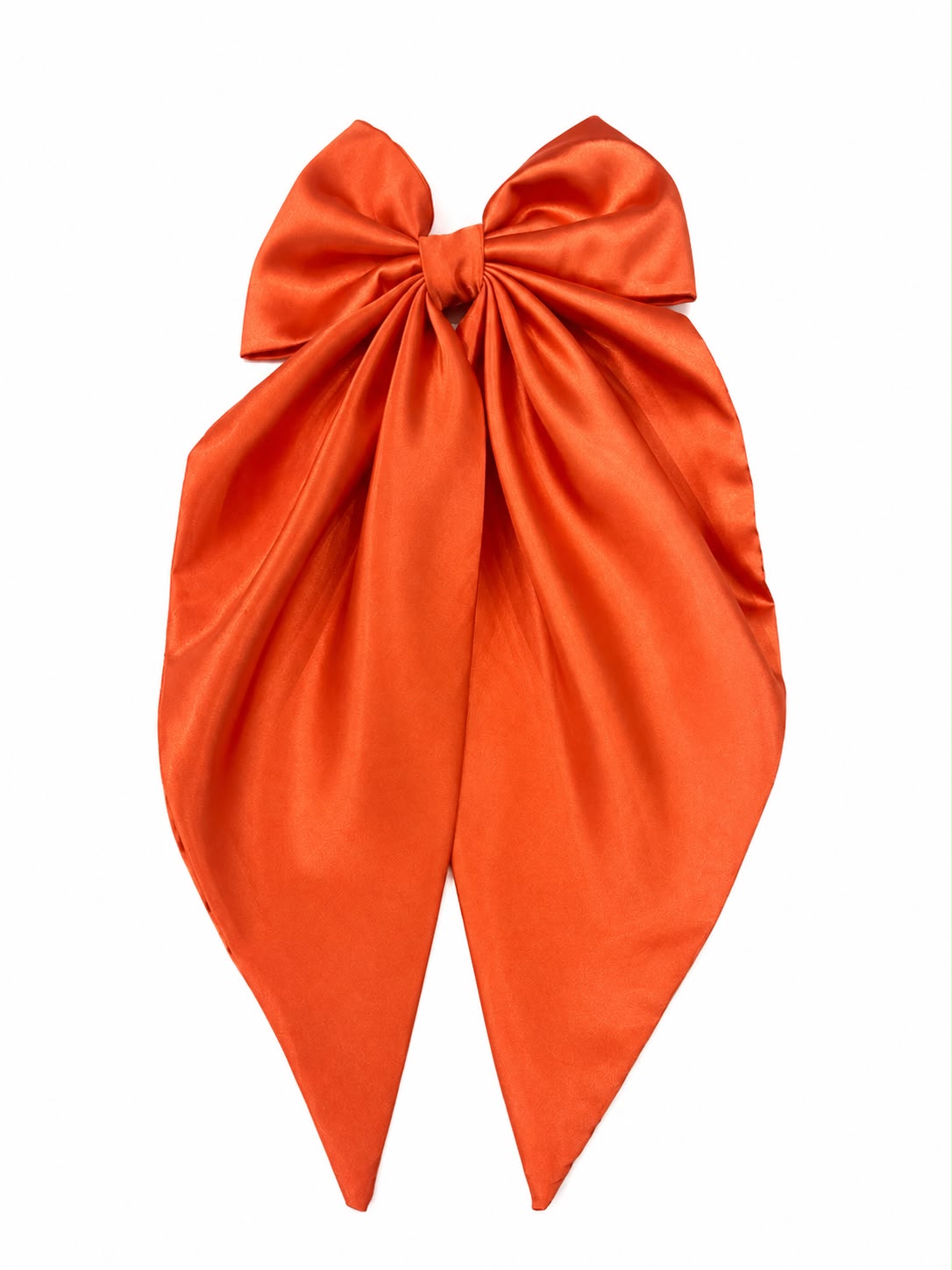 🎀 Moño coquette niña naranja satinado