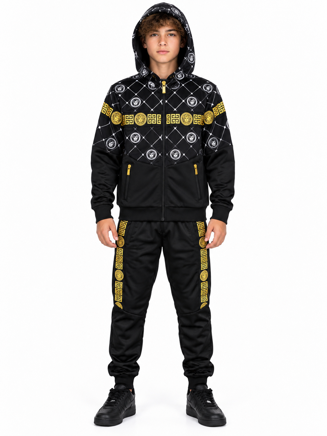 Set niño negro con detalles dorados