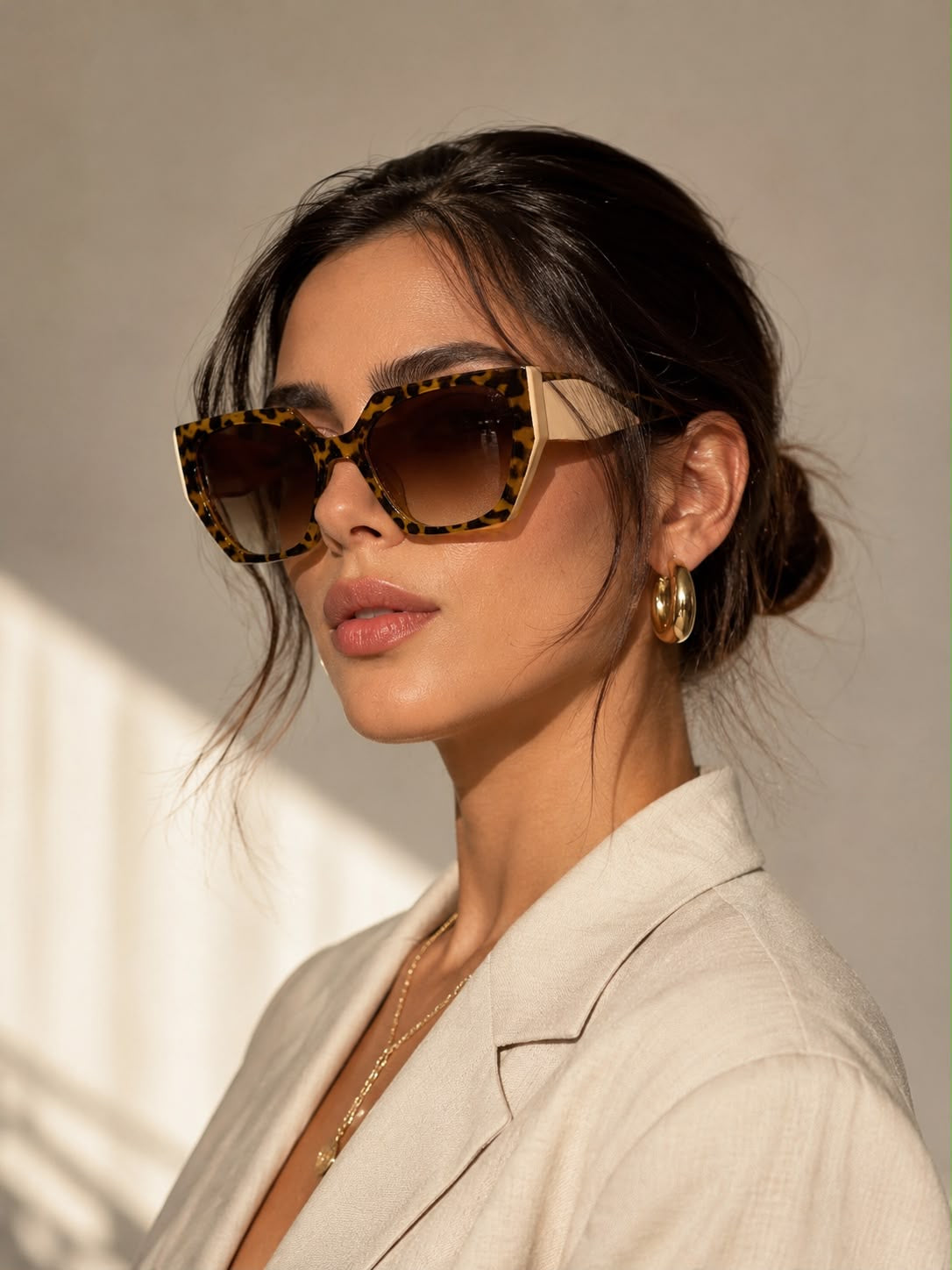 Lentes Dama oversize cat eye animal print