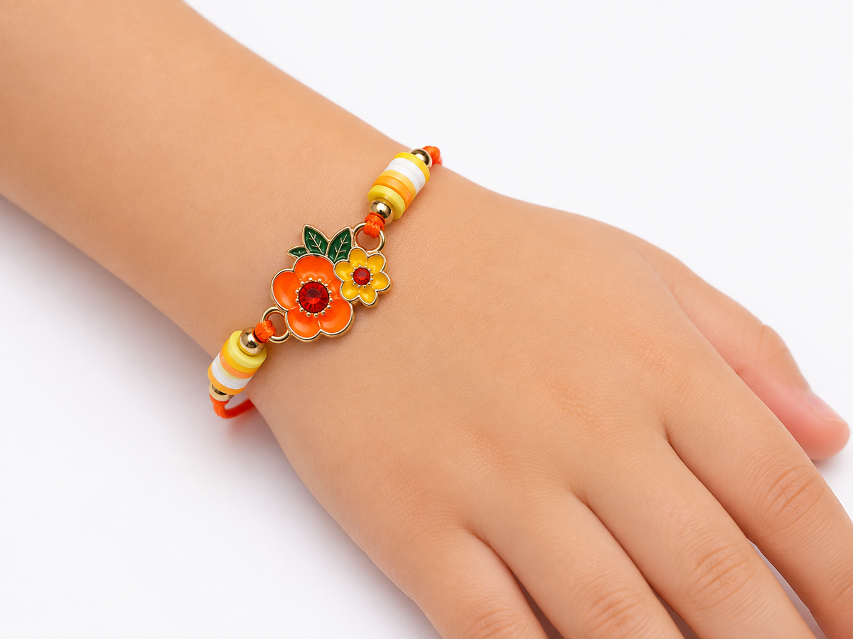 Pulsera niña flores multicolor 🌼🧡