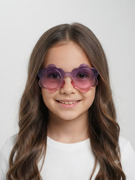 Lentes de sol niña flor morado con rosa degradado