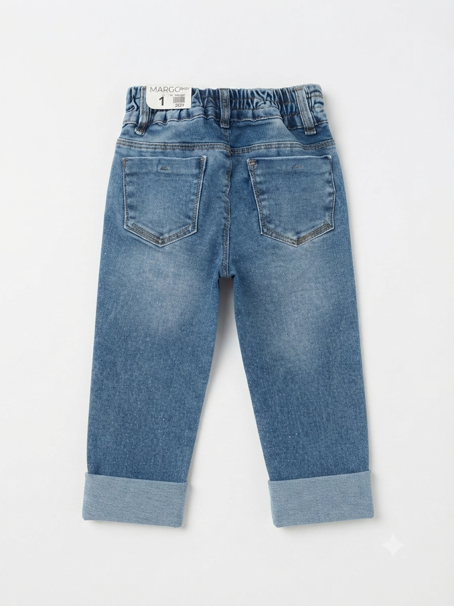Pantalón niña de mezclilla con bordado de conejito