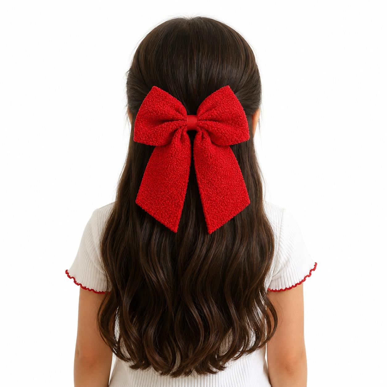 Moño niña rojo texturizado con tirantes 🎀❤️