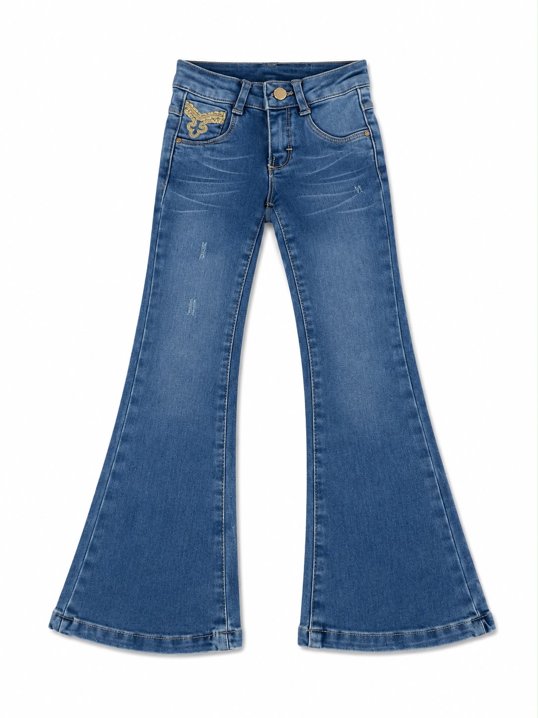 Pantalón niña acampanado de mezclilla con bordados