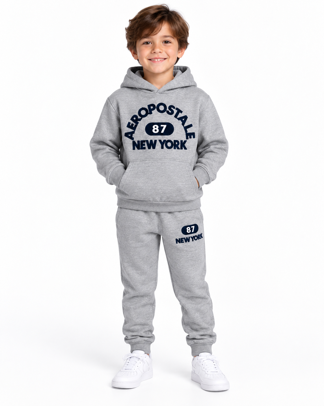 Set niño deportivo gris con capucha 🤍
