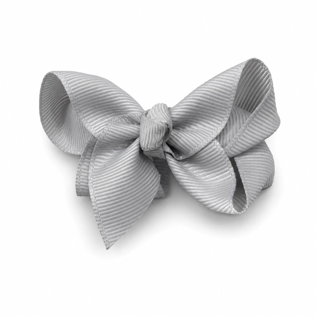 Moño chico niña gris plata con diseño de lazadas 🎀🩶