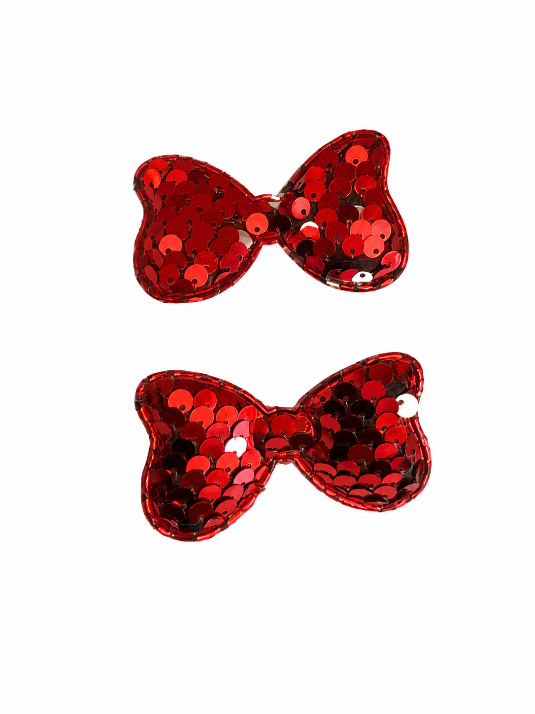 Moño par niña rojo con lentejuelas
