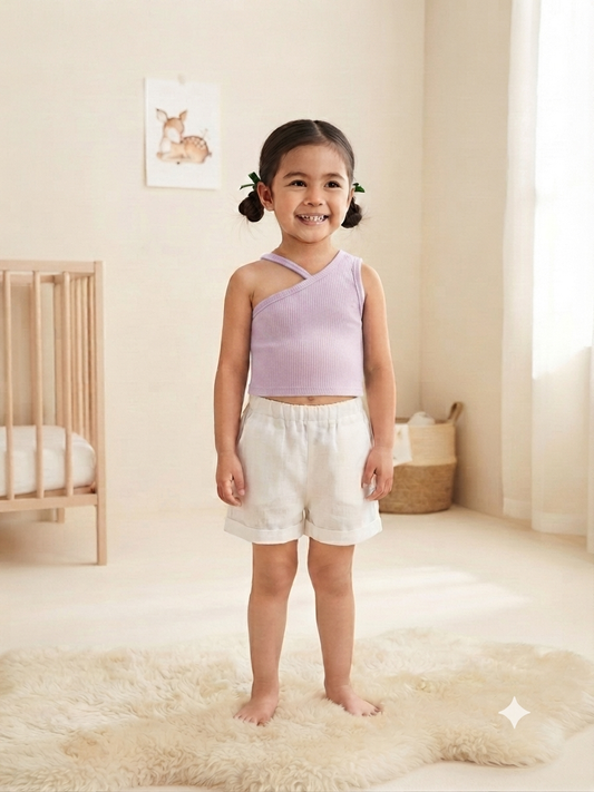 Blusa niña lila de un hombro