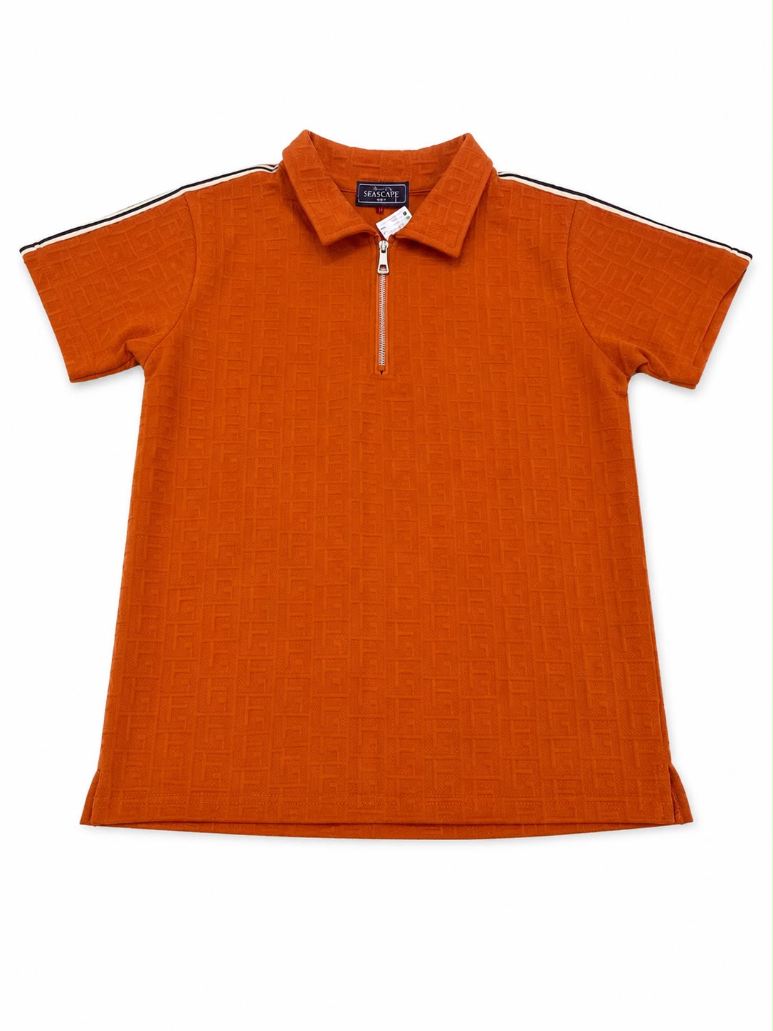 Set niño deportivo polo terracota con cierre y short a juego