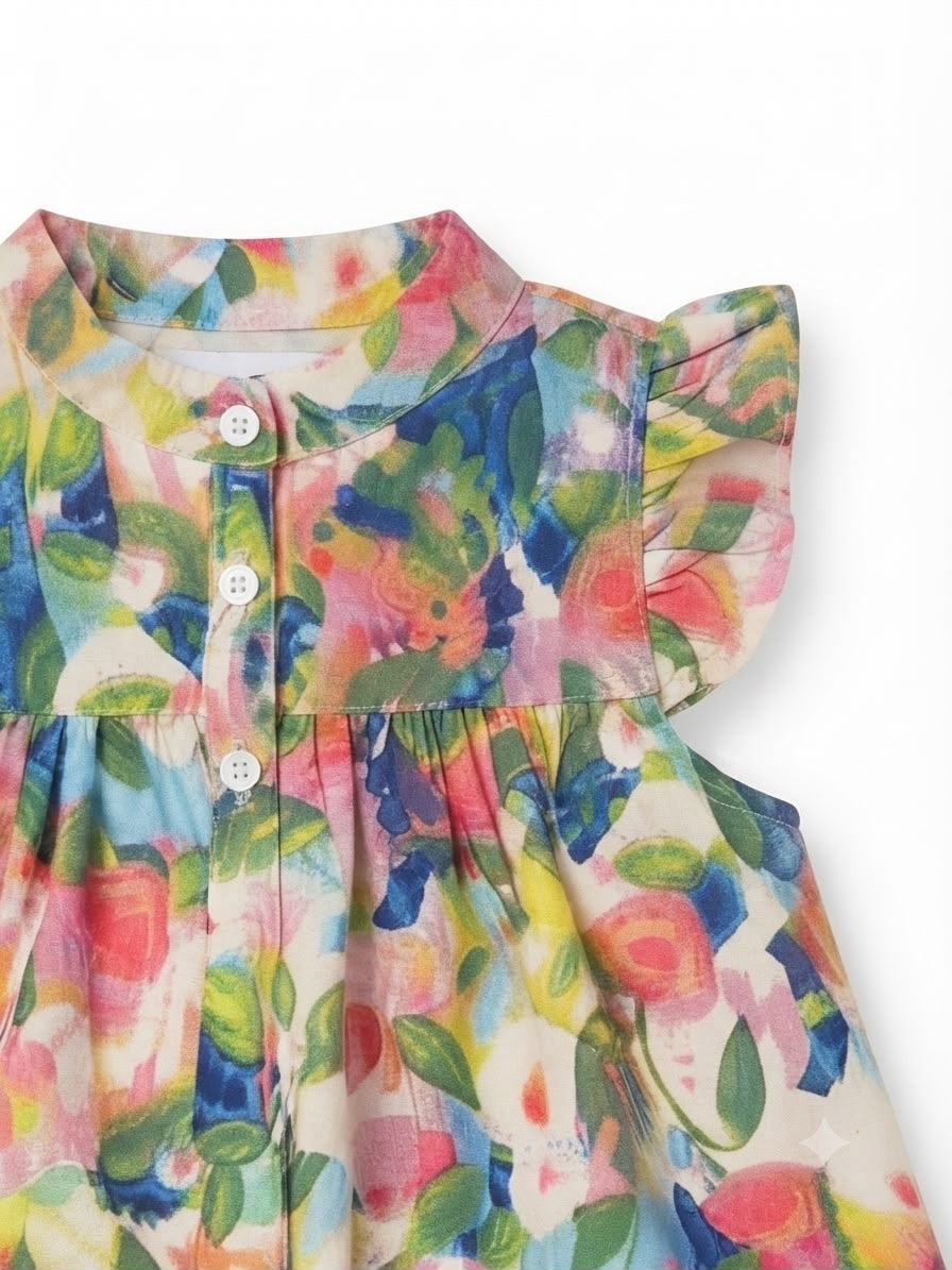 Vestido niña estampado floral multicolor