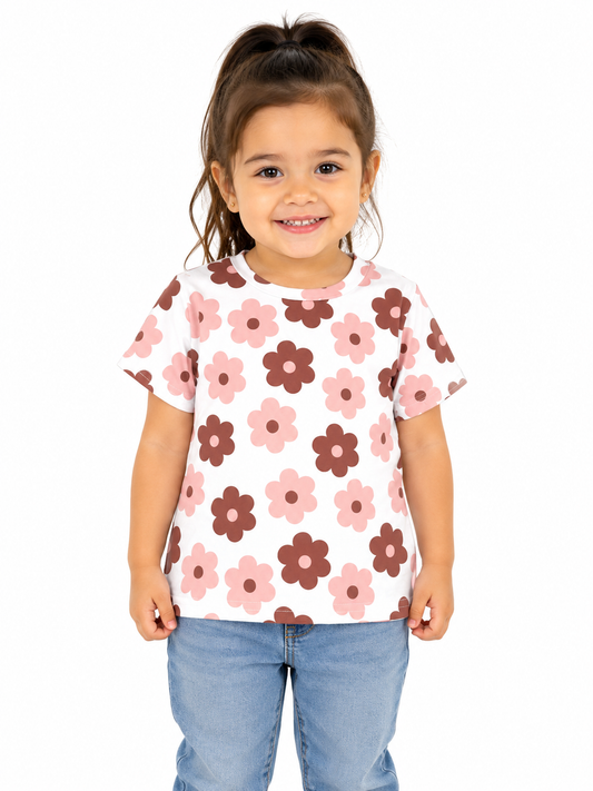 Blusa niña floral tonos cafés