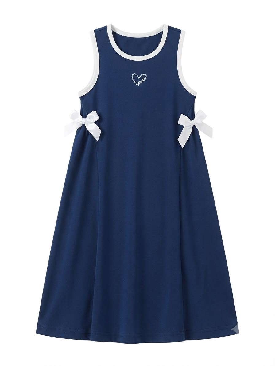 Vestido niña con moños decorativos azul marino