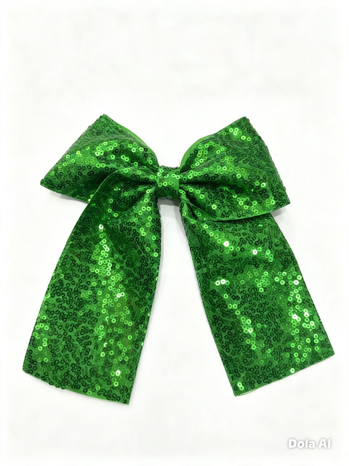 🎀 Moño niña verde con lentejuelas