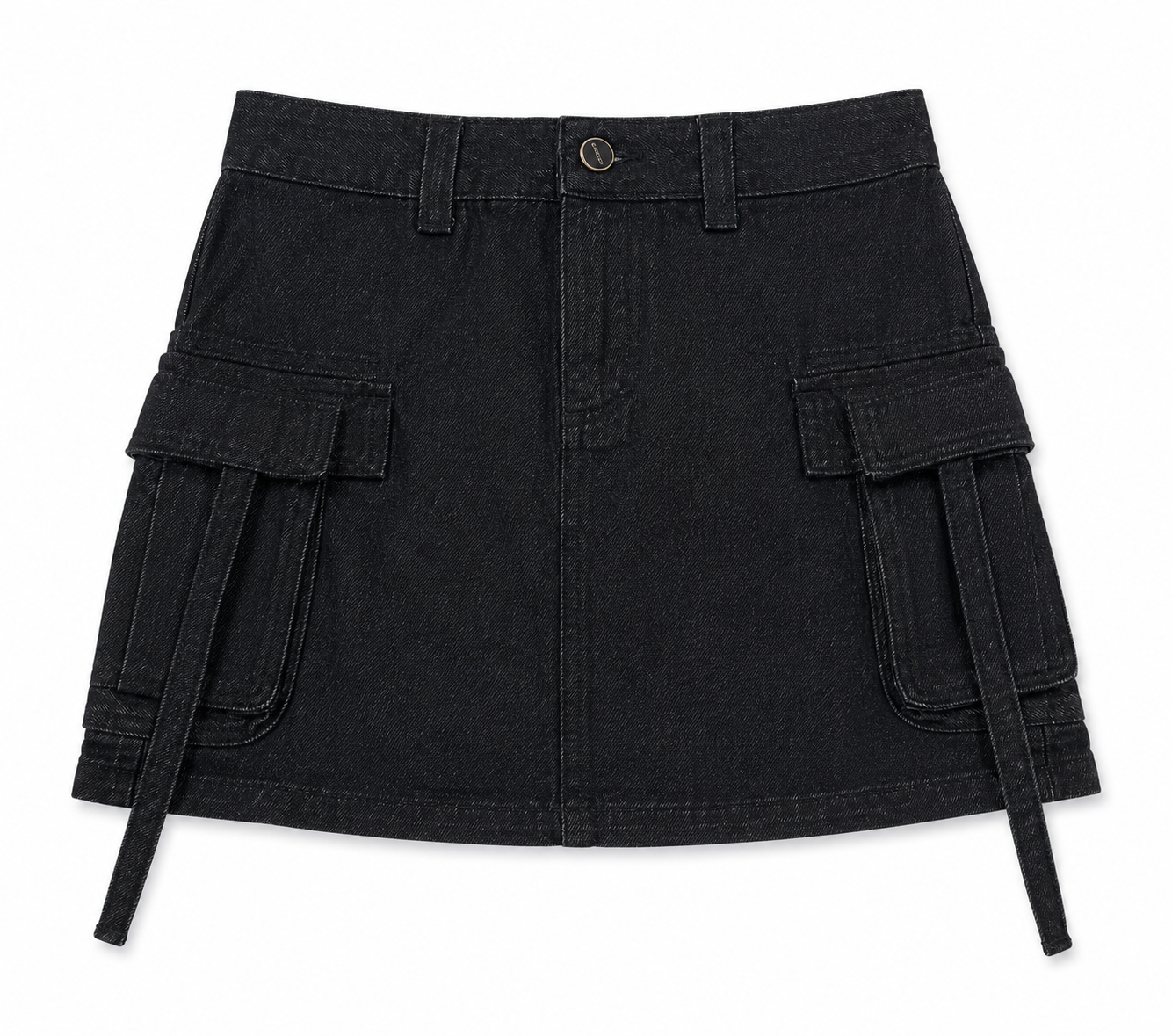 Falda cargo de mezclilla para niña color negro