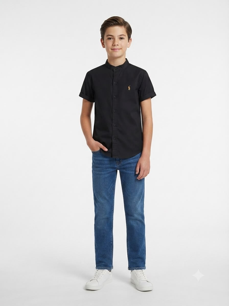 Camisa niña manga corta color negra
