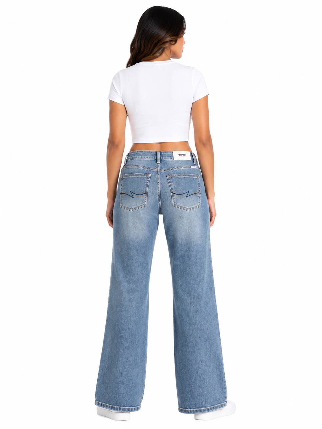 Pantalón dama mezclilla wide leg de tiro alto
