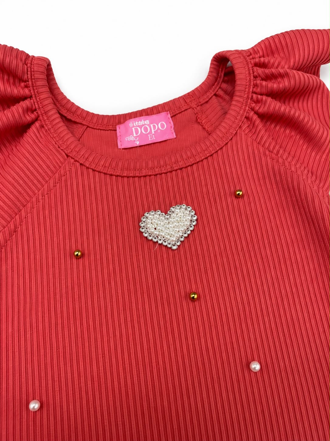 Blusa niña corazón perlado