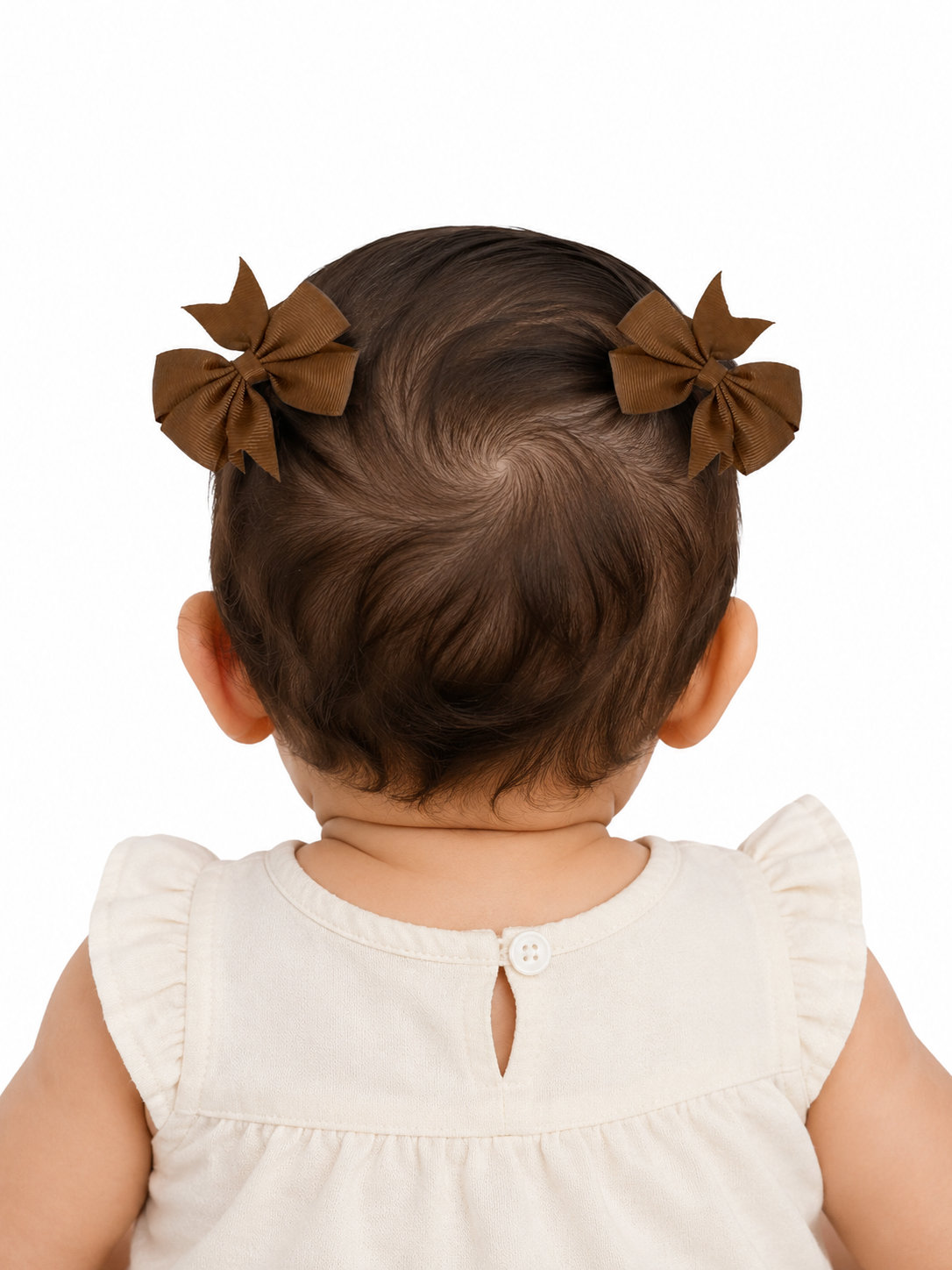 Moño par niña café clásico