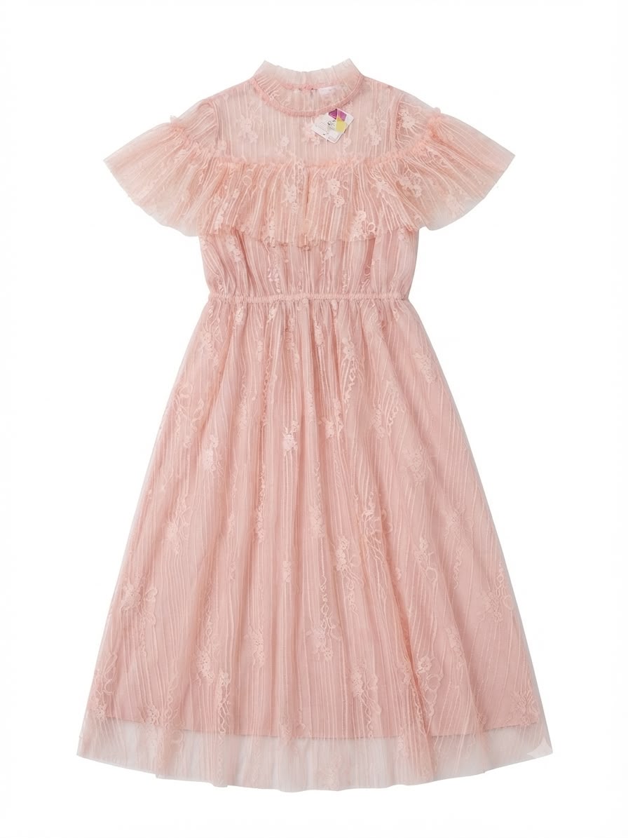 Vestidos niña de tul bordado rosa