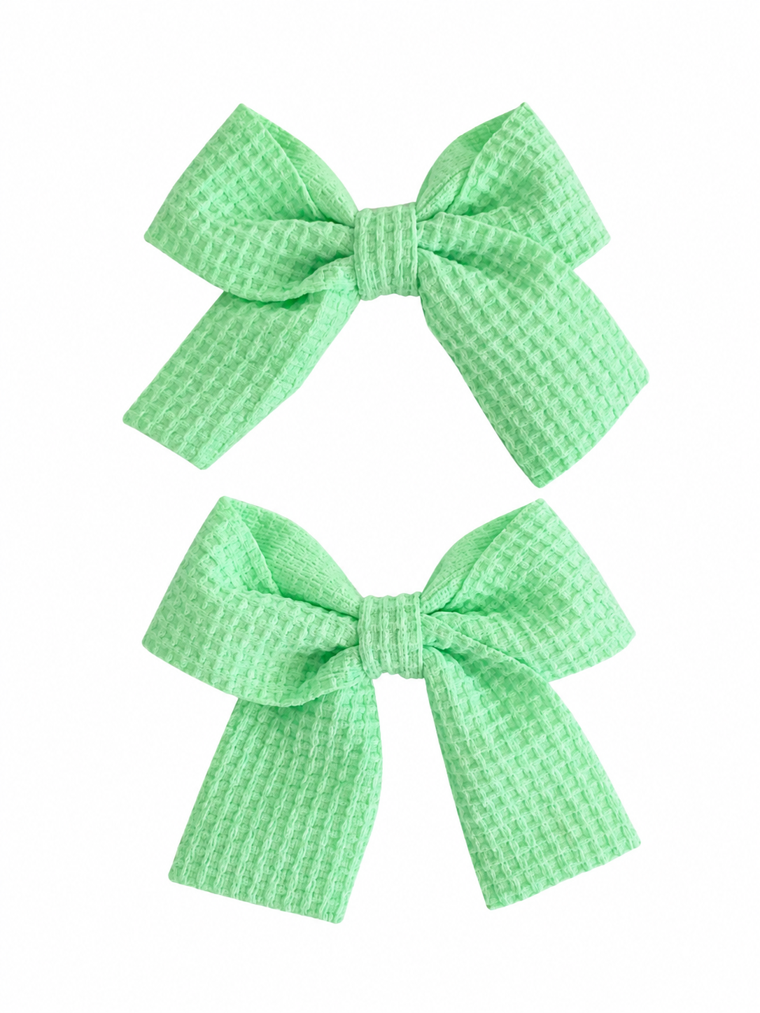 Moño par niña verde menta con textura