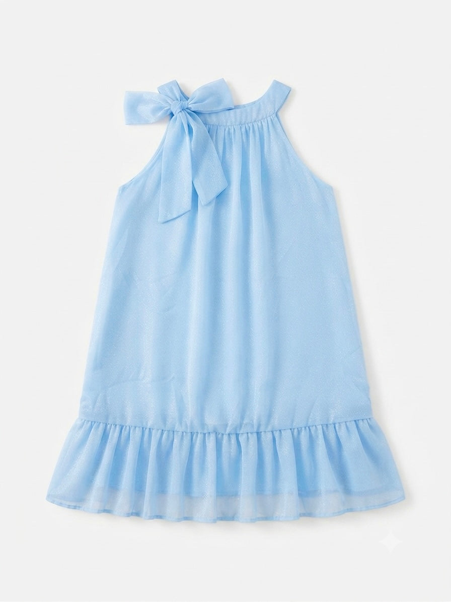 Vestido niña con moño decorativo – Frescura y elegancia