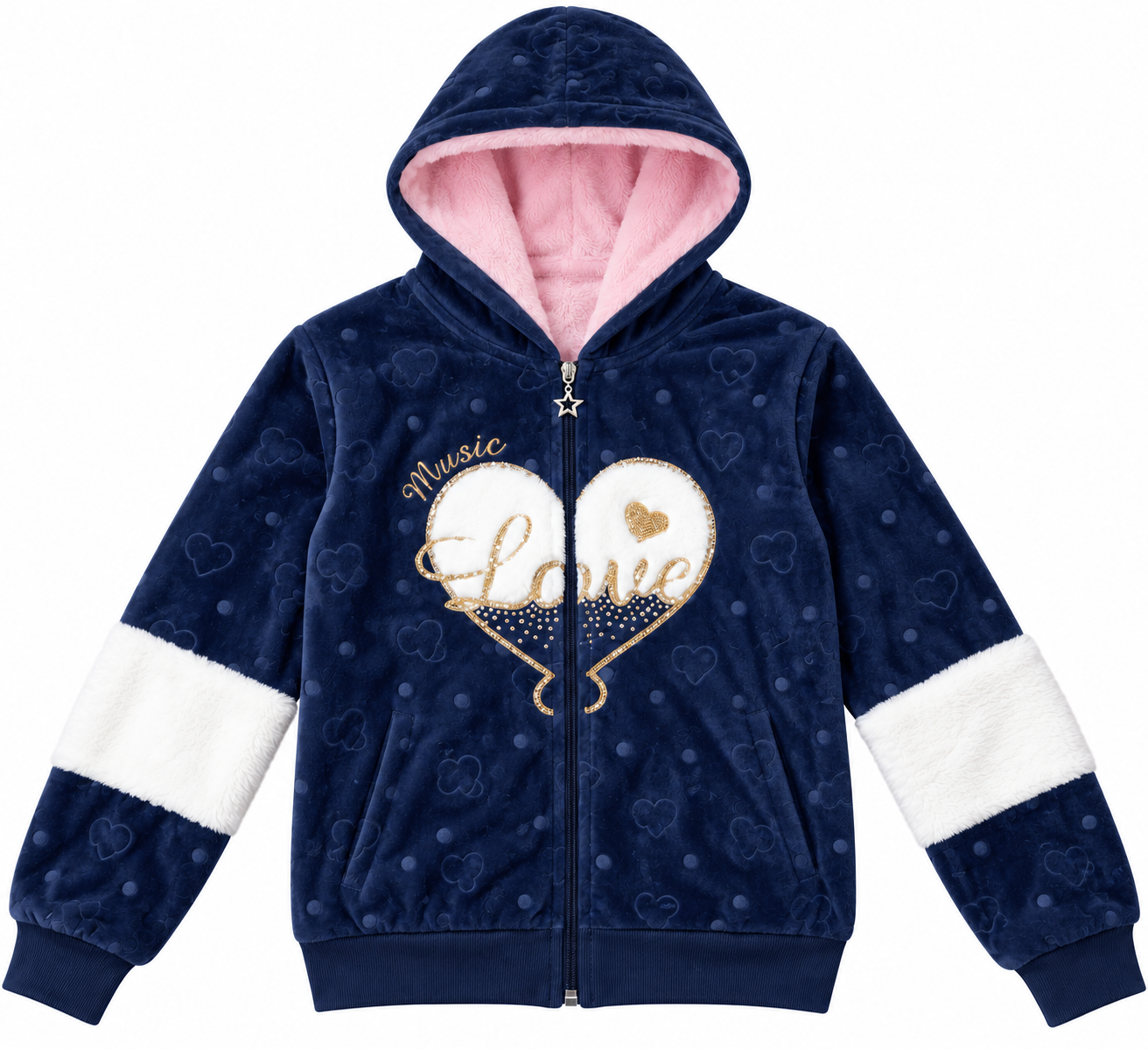 💙 Set niña 3 piezas Velvet Love azul marino