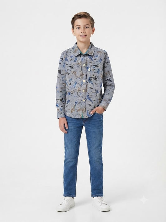 Camisa niño manga larga estampado Dinos