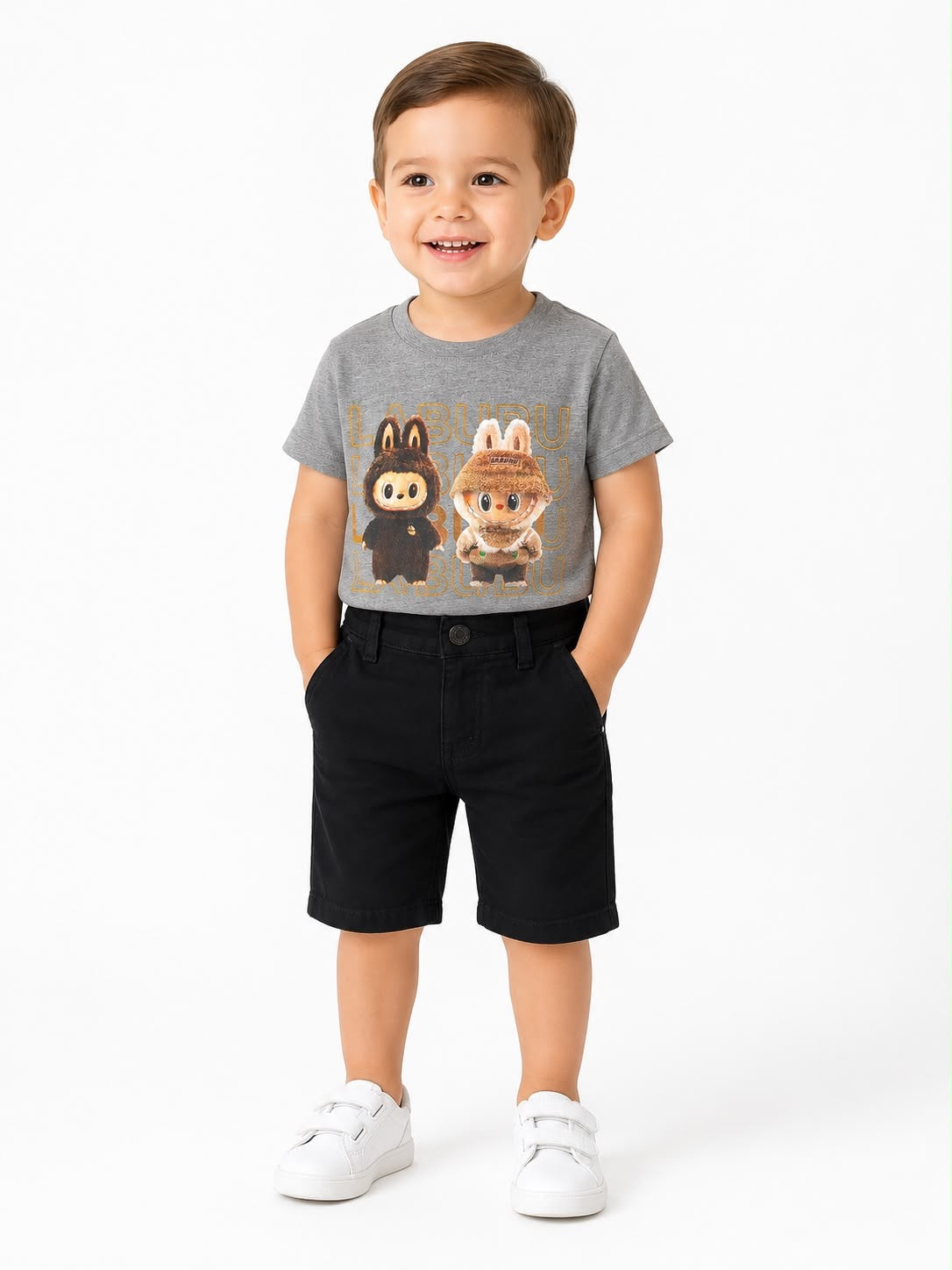 Set niño playera estampada con short negro